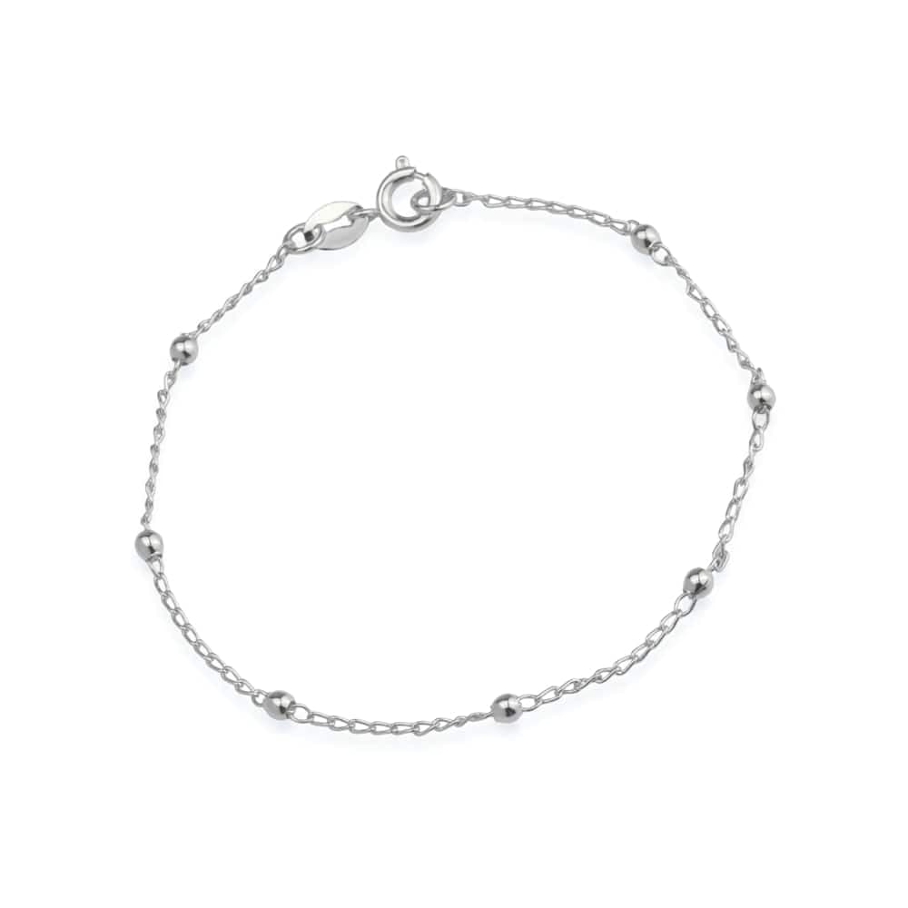 Pulseira Prateada de Bolinhas Delicada - Banho de Ródio para revenda | Hub Joias