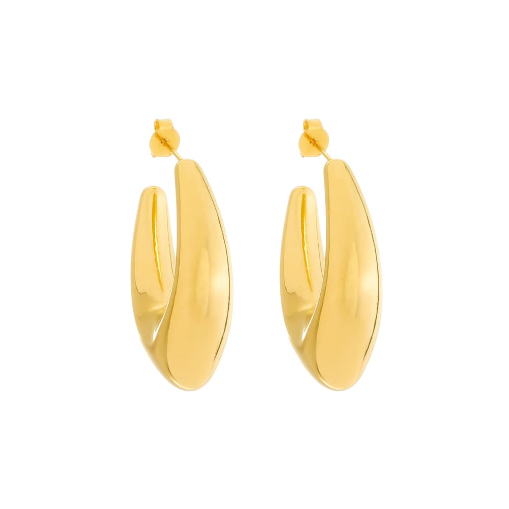 Brinco Dourado Concha Orgânico - Banho de Ouro 24k para revenda | Hub Joias