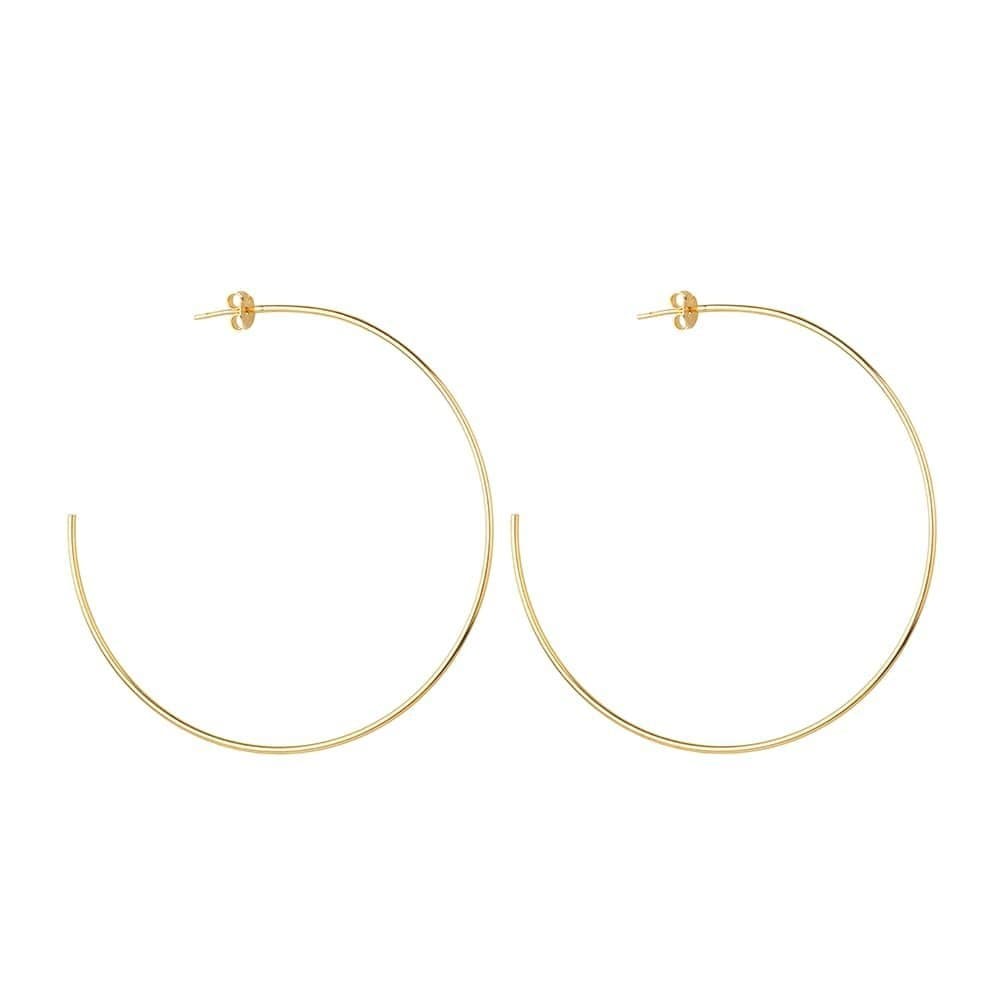 Brinco Dourado de Argola Fina Lisa Grande - Banho de Ouro 24k para revenda | Hub Joias