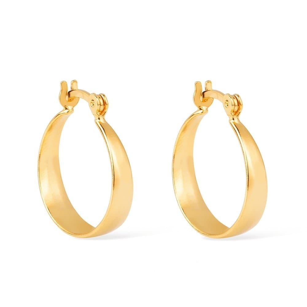 Brinco Dourado de Argola Média Lisa Chapada - Banho de Ouro 24k para revenda | Hub Joias