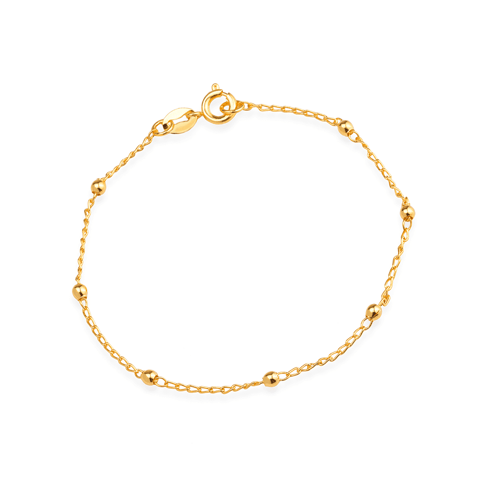 Pulseira Dourada de Bolinhas Delicada - Banho de Ouro 24k para revenda | Hub Joias