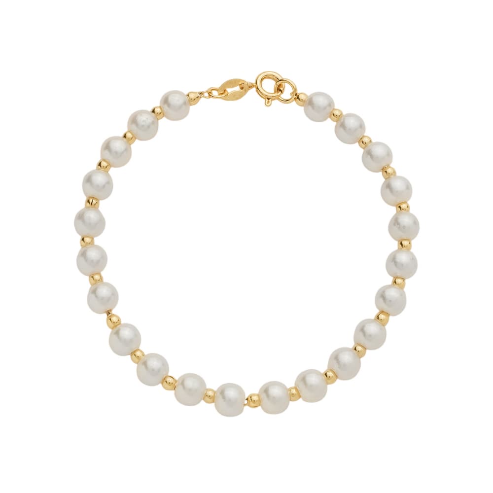 Pulseira Dourada de Pérolas e Bolinhas - Banho de Ouro 24k para revenda | Hub Joias