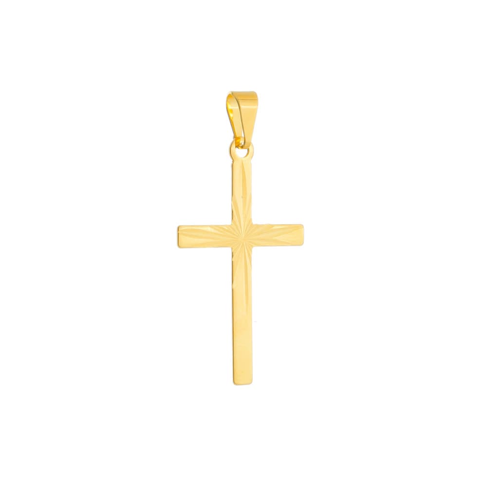 Pingente Dourado Masculino de Cruz - Banho de Ouro 24k para revenda | Hub Joias