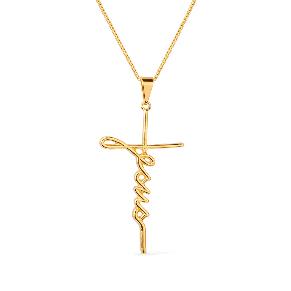 Colar Dourado Religioso de Cruz Jesus - Banho de Ouro 24k para revenda | Hub Joias