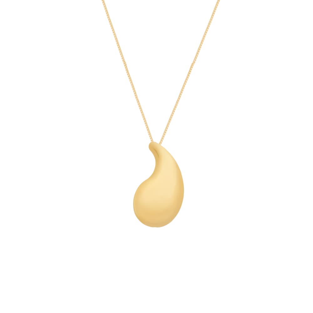 Colar Dourado de Gota Curvada - Banho de Ouro 24k para revenda | Hub Joias