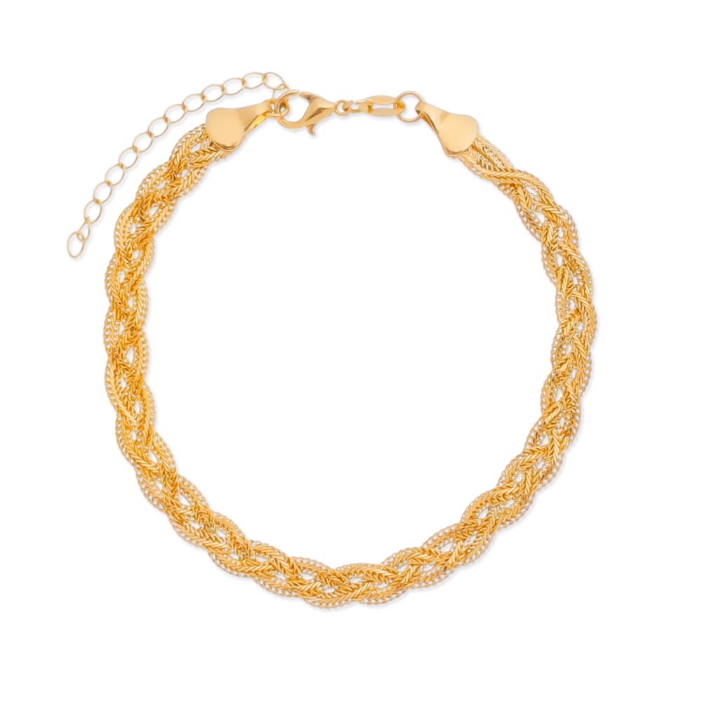 Pulseira Dourada Trançada - Banho de Ouro 24k para revenda | Hub Joias