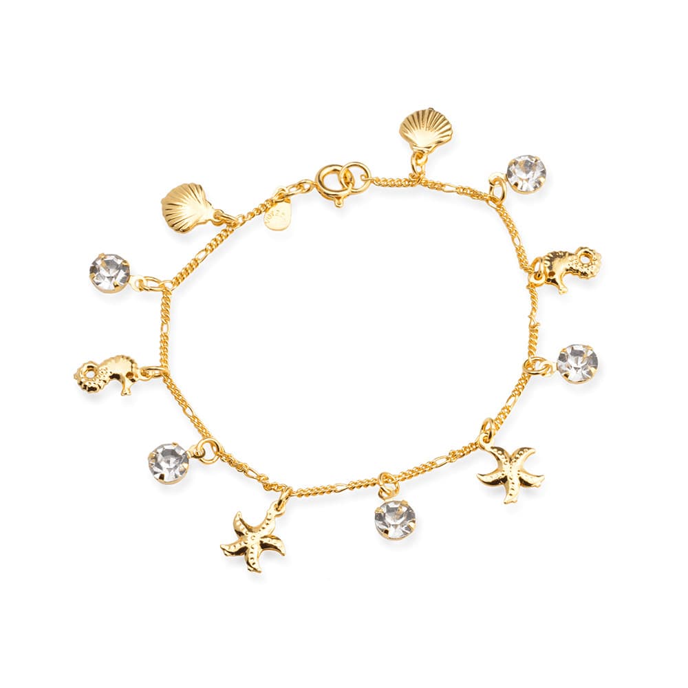 Pulseira Dourada Fundo do Mar e Ponto de Luz - Banho de Ouro 24k para revenda | Hub Joias