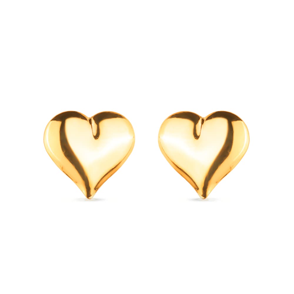 Brinco Dourado de Coração Médio - Banho de Ouro 24k para revenda | Hub Joias