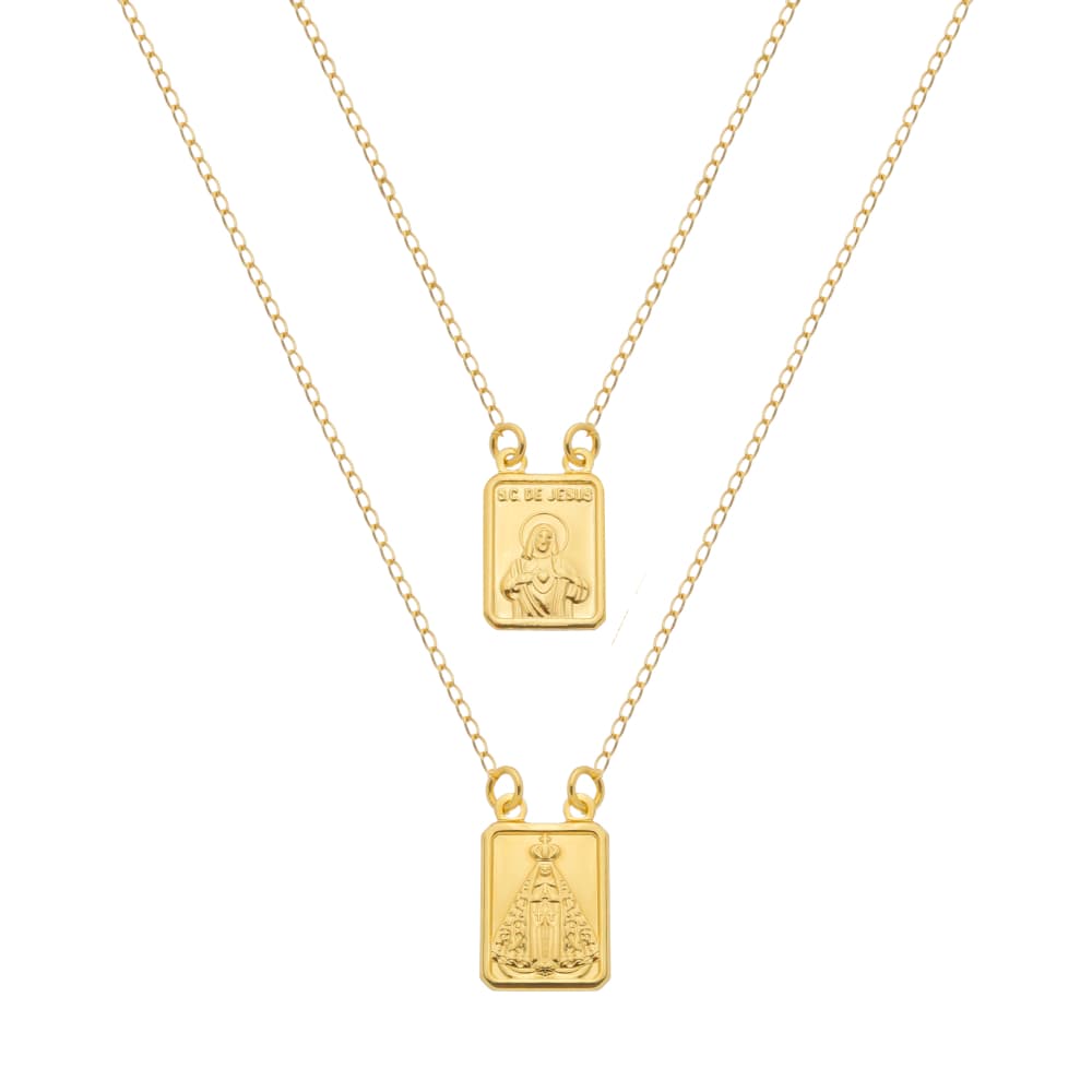 Escapulário Dourado Masculino Tradicional - Banho de Ouro 24k para revenda | Hub Joias