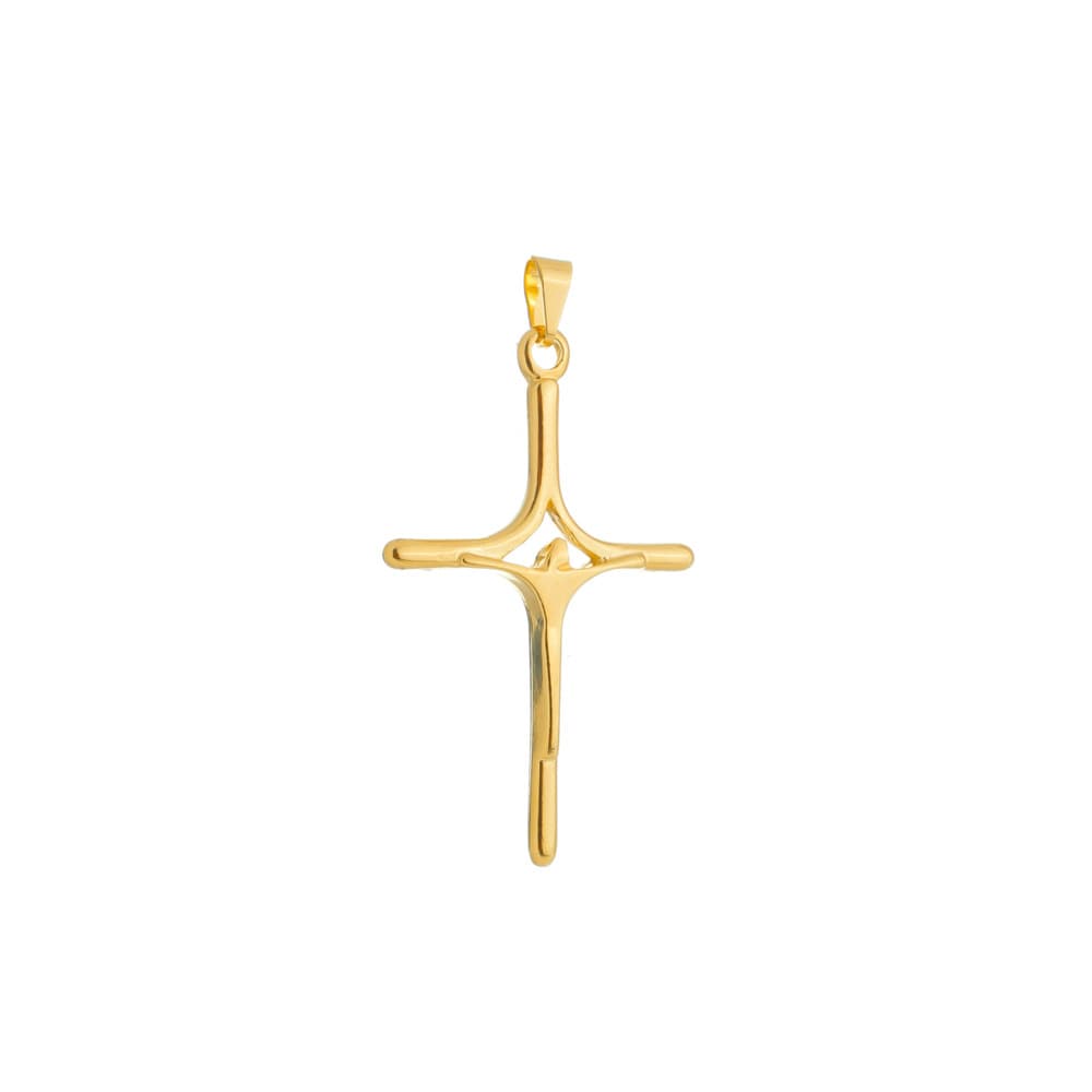 Pingente Dourado Crucifixo - Banho de Ouro 24k para revenda | Hub Joias