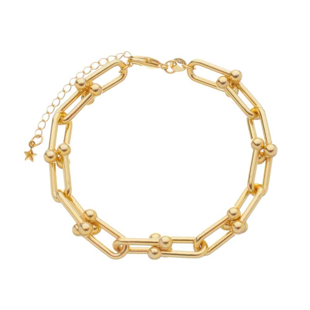 Pulseira Dourada Corrente Elos Largos - Banho de Ouro 24k para revenda | Hub Joias