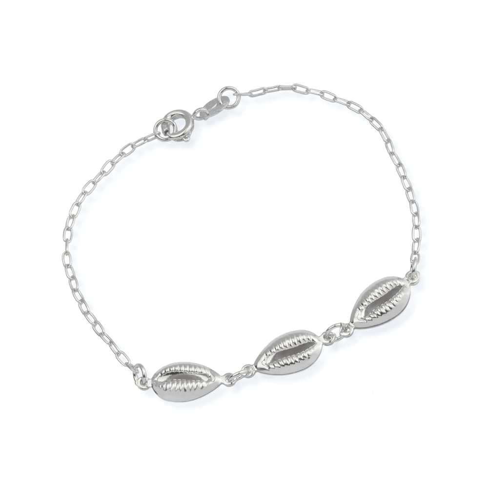 Pulseira Prateada de Búzios - Banho de Ródio para revenda | Hub Joias
