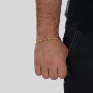 Pulseira Dourada Masculina Elo 3 por 1 - 5mm